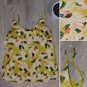 Banana Republic Tropical Camisol Tank, Mustard Yellow, Avacado Green, Women's XS